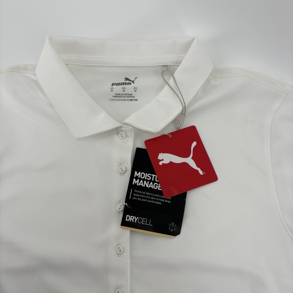 Puma Women's Rotation Polo Bright White Shirt Size Medium NWT 595822 01